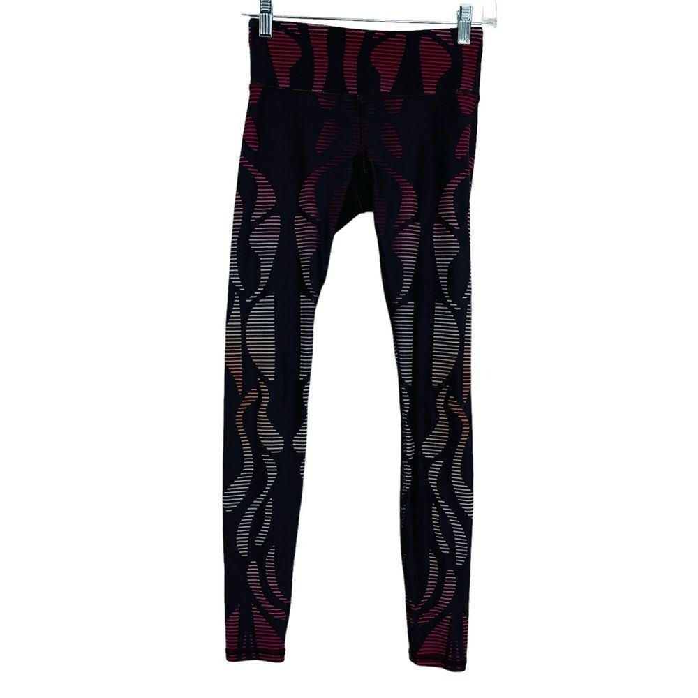 Noli Yoga‎ Leggings Womens XS Black Pink Abstract Geometric High Rise Activewear
